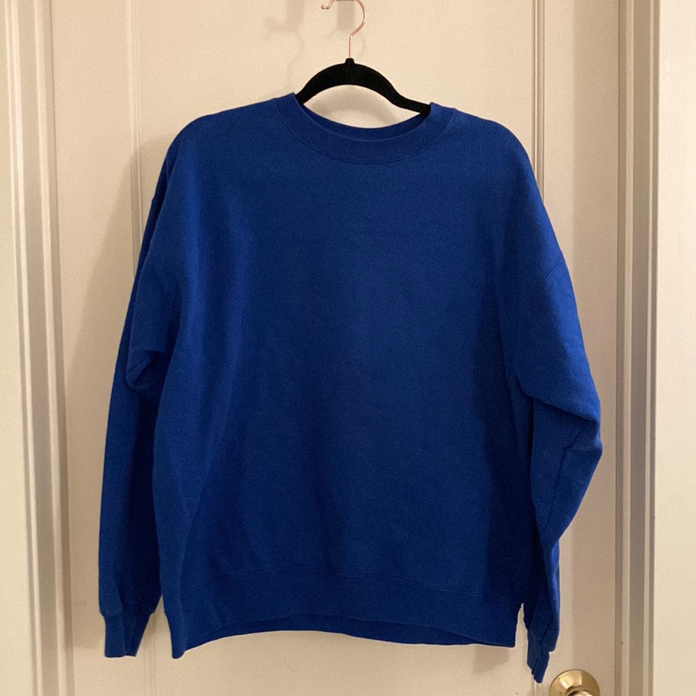 Hanes size L royal blue cotton crew neck sweatshirt